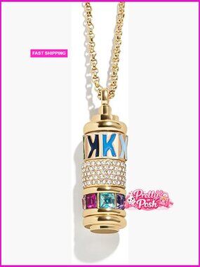 Spinner Charm Necklace with Twist Clasp, 24 Inches, Brass Material